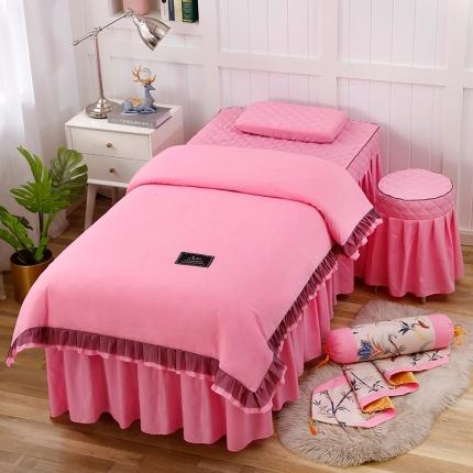 索罗斯家纺 2020新款美容床罩四件套 露娜粉色