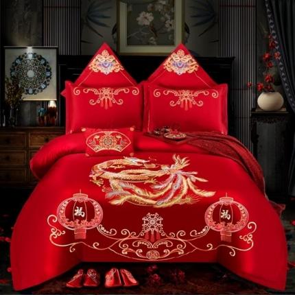 91家纺网 家纺一手货源 找家纺 玉雅家纺 2024新款绣花婚庆四件套多件套220系列