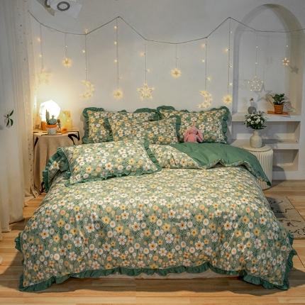 91家纺网 家纺一手货源 找家纺 （总）琪格格 2022新款工艺款裙边全棉印花四件套