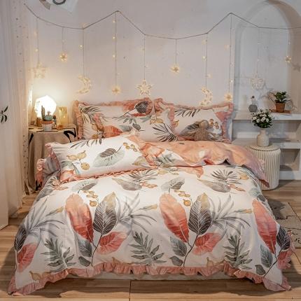 91家纺网 家纺一手货源 找家纺 （总）琪格格 2022新款工艺款裙边全棉印花四件套