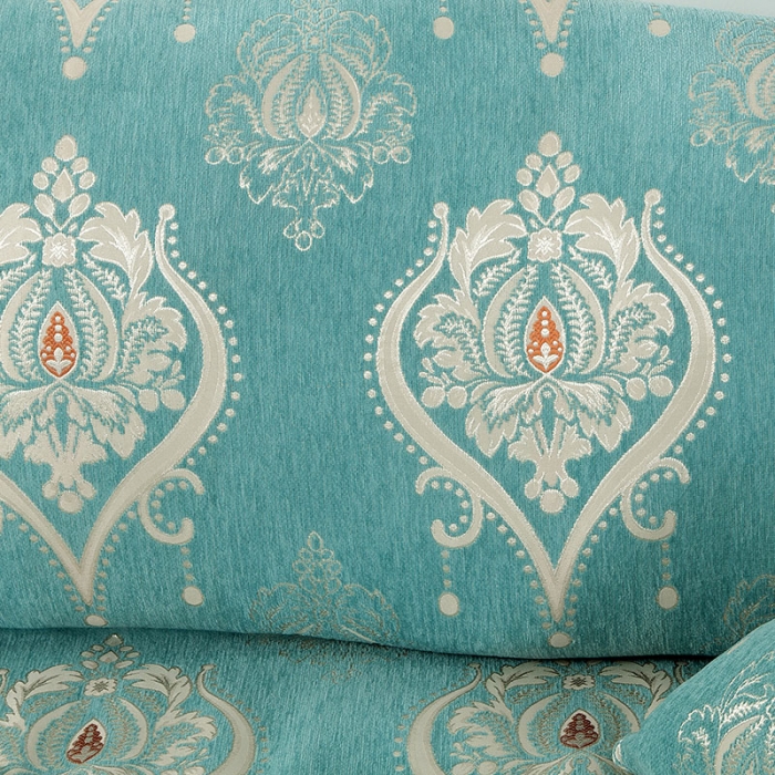 91家纺网 家纺一手货源 找家纺 启博 2022全盖雪尼尔沙发巾沙发垫沙发套沙发罩 水绿图腾