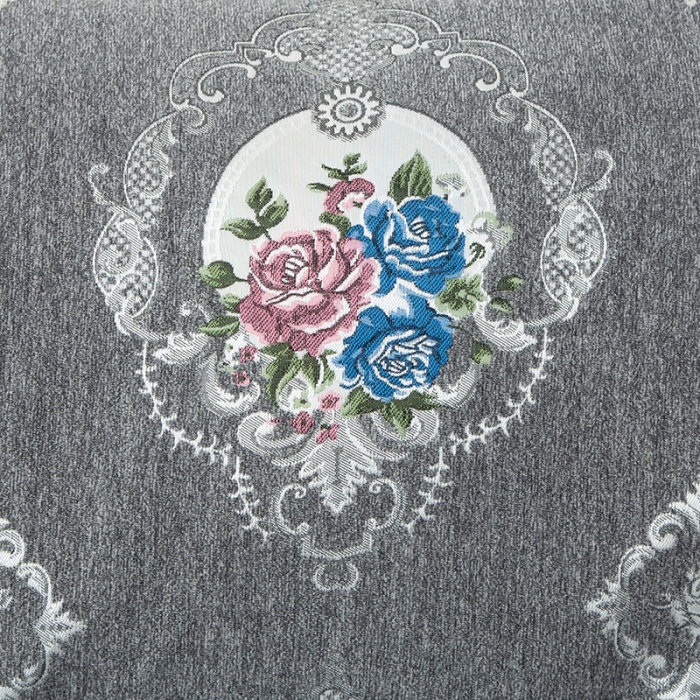 91家纺网 家纺一手货源 找家纺 启博 2022全盖雪尼尔沙发巾沙发垫沙发套沙发罩 花朵深灰