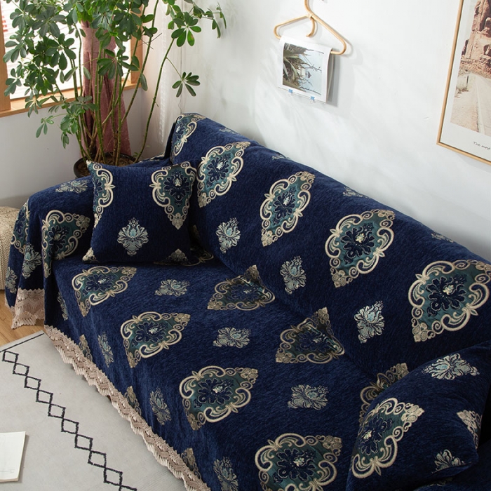 91家纺网 家纺一手货源 找家纺 启博 2022全盖雪尼尔沙发巾沙发垫沙发套沙发罩 欧式花纹