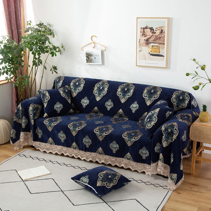 91家纺网 家纺一手货源 找家纺 启博 2022全盖雪尼尔沙发巾沙发垫沙发套沙发罩 欧式花纹