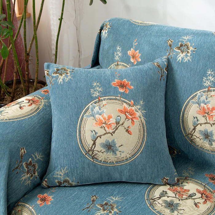 91家纺网 家纺一手货源 找家纺 启博 2022全盖雪尼尔沙发巾沙发垫沙发套沙发罩 梅上枝头