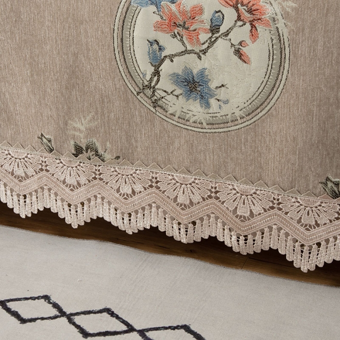 91家纺网 家纺一手货源 找家纺 启博 2022全盖雪尼尔沙发巾沙发垫沙发套沙发罩 梅上枝头-驼