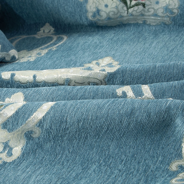 91家纺网 家纺一手货源 找家纺 启博 2022全盖雪尼尔沙发巾沙发垫沙发套沙发罩 蓝色皇冠