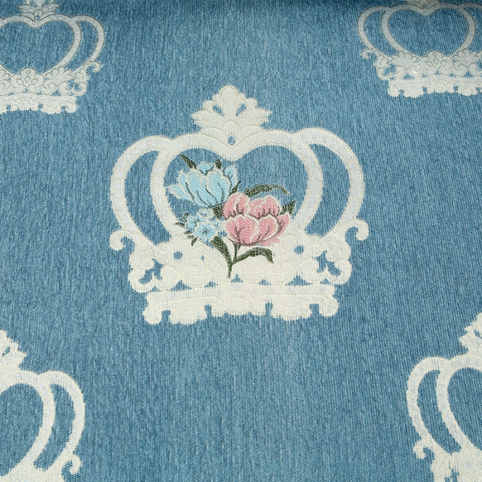 91家纺网 家纺一手货源 找家纺 启博 2022全盖雪尼尔沙发巾沙发垫沙发套沙发罩 蓝色皇冠