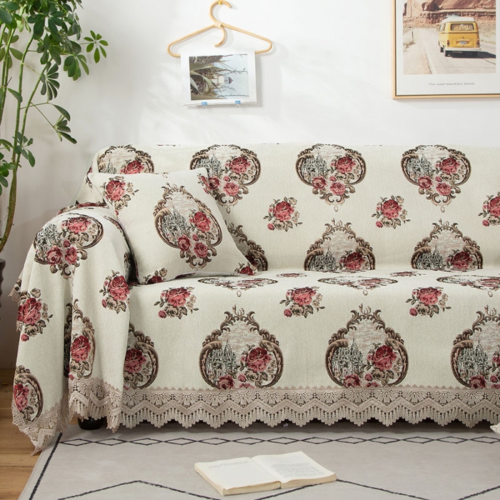 91家纺网 家纺一手货源 找家纺 启博 2022全盖雪尼尔沙发巾沙发垫沙发套沙发罩 玫瑰情缘