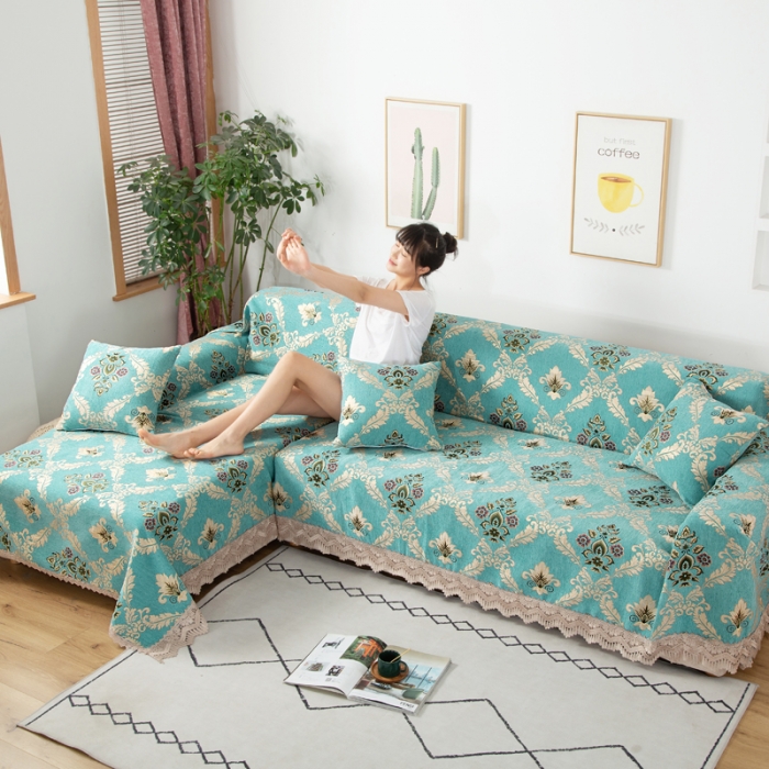 91家纺网 家纺一手货源 找家纺 启博 2022全盖雪尼尔沙发巾沙发垫沙发套沙发罩 清新怡人