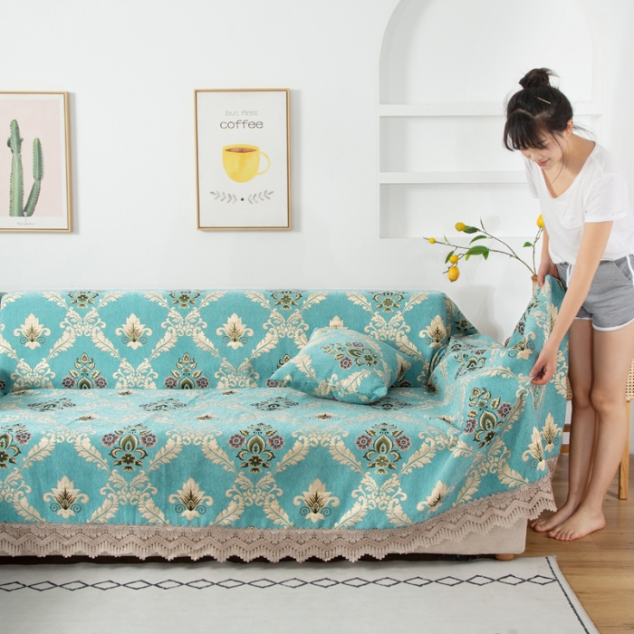 91家纺网 家纺一手货源 找家纺 启博 2022全盖雪尼尔沙发巾沙发垫沙发套沙发罩 清新怡人