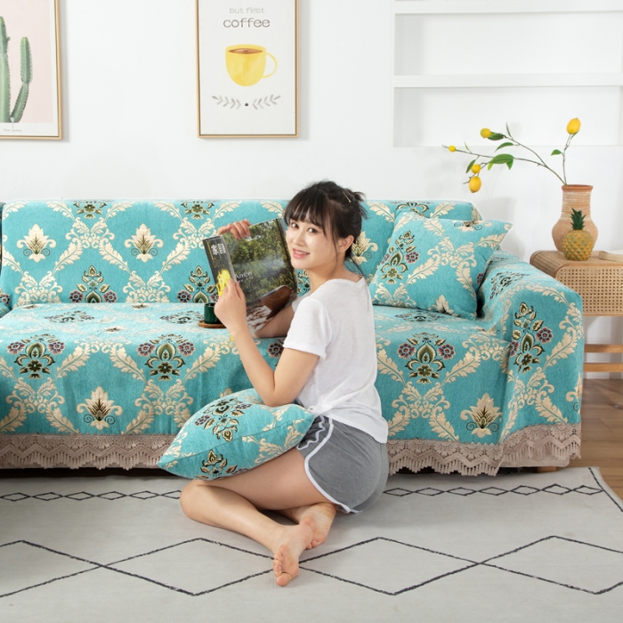 91家纺网 家纺一手货源 找家纺 启博 2022全盖雪尼尔沙发巾沙发垫沙发套沙发罩 清新怡人
