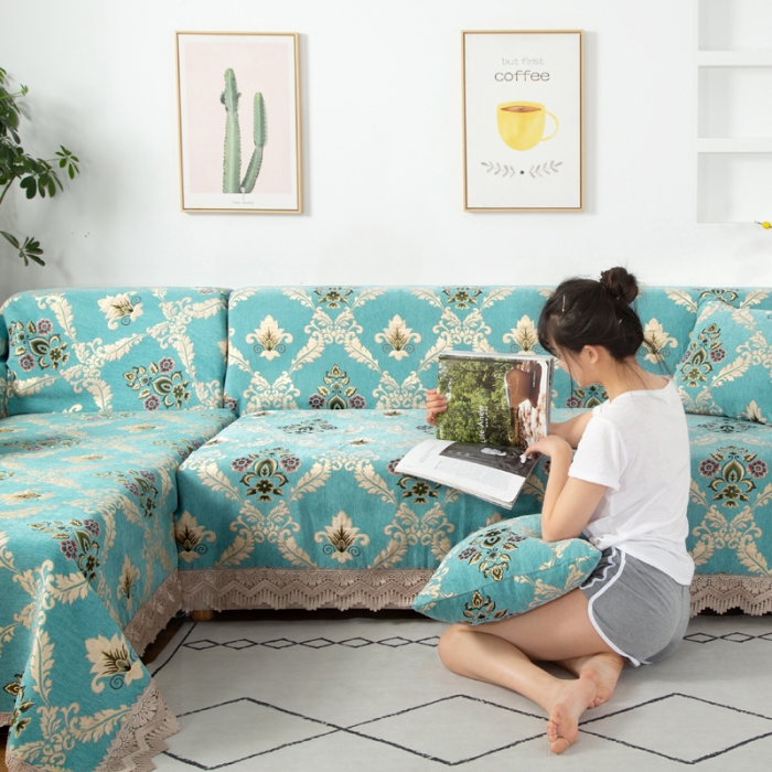 91家纺网 家纺一手货源 找家纺 启博 2022全盖雪尼尔沙发巾沙发垫沙发套沙发罩 清新怡人