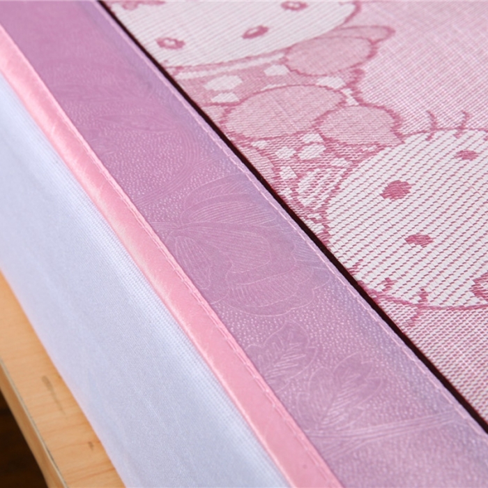 91家纺网 家纺一手货源 找家纺 能好家纺 2021新款提花冰丝席 KT粉