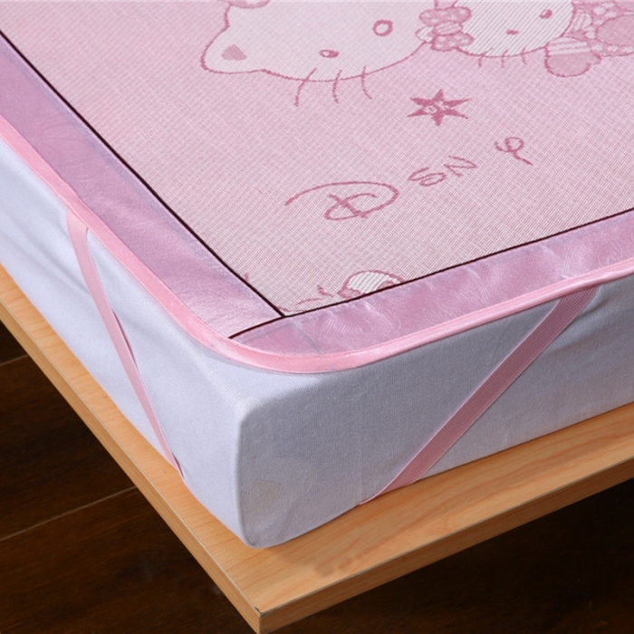 91家纺网 家纺一手货源 找家纺 能好家纺 2021新款提花冰丝席 KT粉