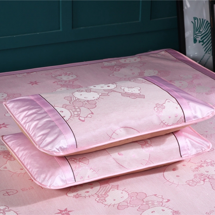 91家纺网 家纺一手货源 找家纺 能好家纺 2021新款提花冰丝席 KT粉