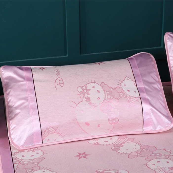 91家纺网 家纺一手货源 找家纺 能好家纺 2021新款提花冰丝席 KT粉