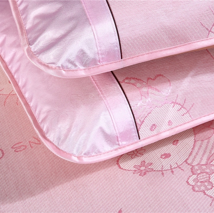 91家纺网 家纺一手货源 找家纺 能好家纺 2021新款提花冰丝席 KT粉