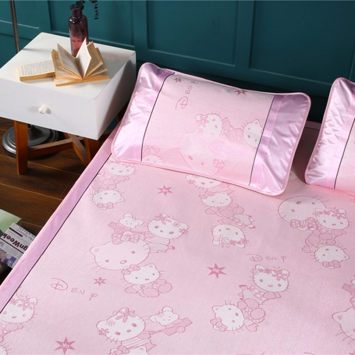 91家纺网 家纺一手货源 找家纺 能好家纺 2021新款提花冰丝席 KT粉