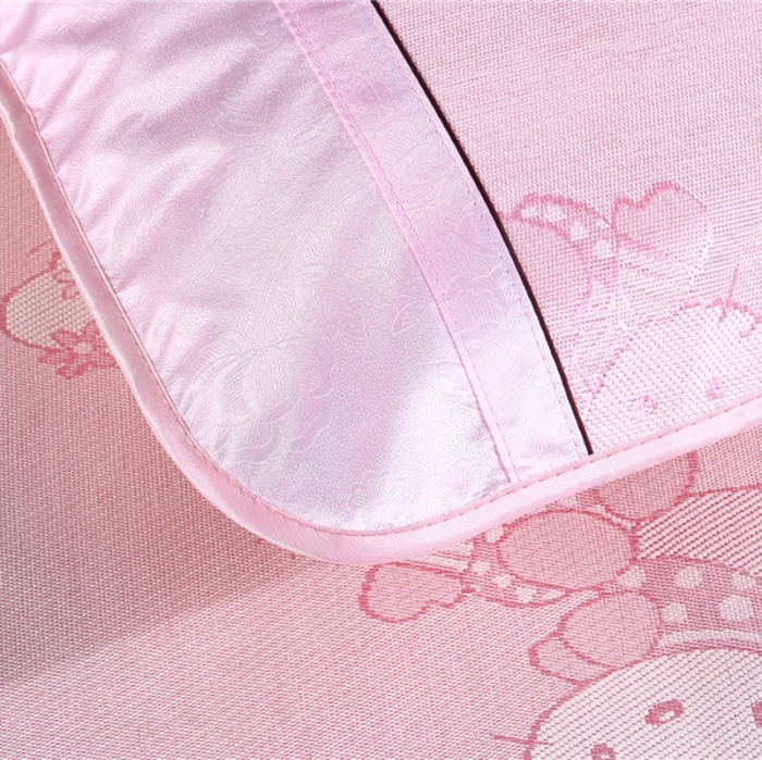 91家纺网 家纺一手货源 找家纺 能好家纺 2021新款提花冰丝席 KT粉