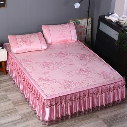 91家纺网 家纺一手货源 找家纺 （总）能好家纺 2023新款提花床裙冰丝席 床裙带拉链可拆卸