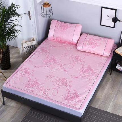 91家纺网 家纺一手货源 找家纺 能好家纺 2021新款提花冰丝席 花言蜜语粉