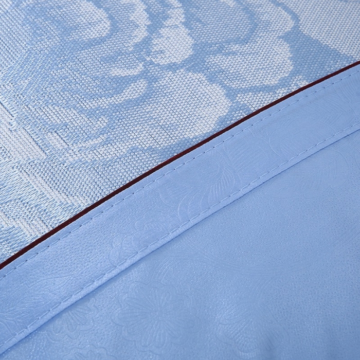 91家纺网 家纺一手货源 找家纺 能好家纺 2021新款提花冰丝席 花言蜜语蓝