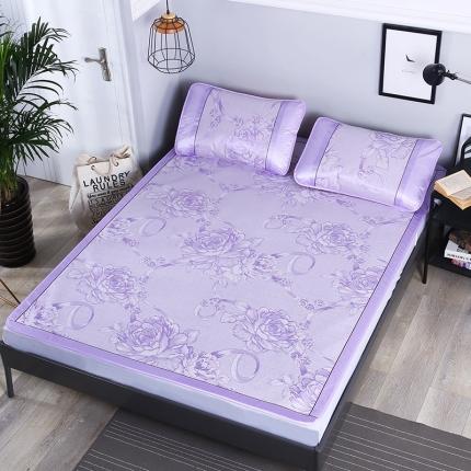 91家纺网 家纺一手货源 找家纺 能好家纺 2021新款提花冰丝席 花言蜜语紫