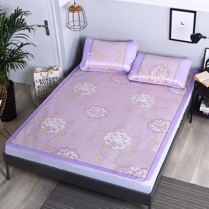 91家纺网 家纺一手货源 找家纺 能好家纺 2021新款提花冰丝席 佳期如梦紫