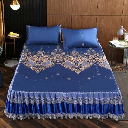 91家纺网 家纺一手货源 找家纺 能好家纺 2020新款印花水洗冰丝席床裙款 华贵