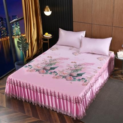 91家纺网 家纺一手货源 找家纺 能好家纺 2020新款印花水洗冰丝席床裙款 曼丽