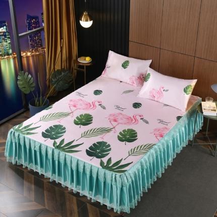 91家纺网 家纺一手货源 找家纺 能好家纺 2020新款印花水洗冰丝席床裙款 清夏