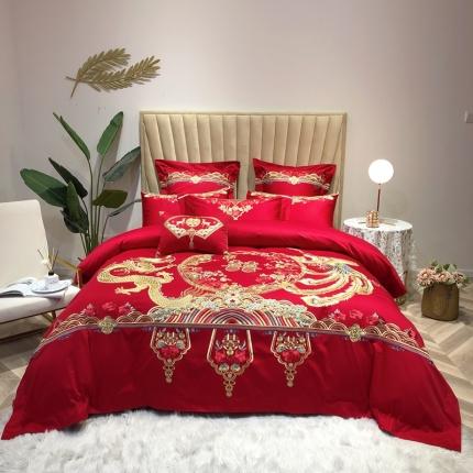 91家纺网 家纺一手货源 找家纺 馨蕊家居 2021新款100支高端婚庆四件套 龙腾凤舞