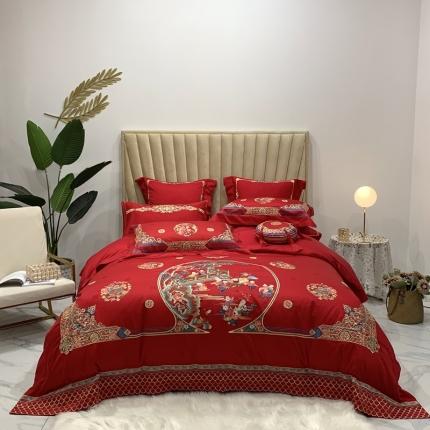 91家纺网 家纺一手货源 找家纺 馨蕊家居 2021新款100支高端婚庆四件套 千喜百子