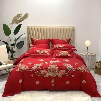 91家纺网 家纺一手货源 找家纺 馨蕊家居 2021新款100支高端婚庆四件套 喜宴