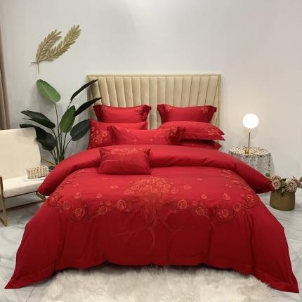 91家纺网 家纺一手货源 找家纺 馨蕊家居 2021新款100支高端婚庆四件套 遇见幸福