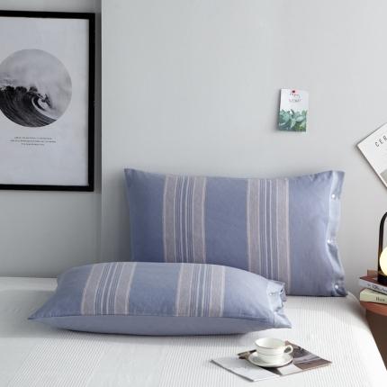 91家纺网 家纺一手货源 找家纺 纱布枕套纯棉情侣枕套全棉单人学生宿舍简约枕套一只好睡竖条纹兰