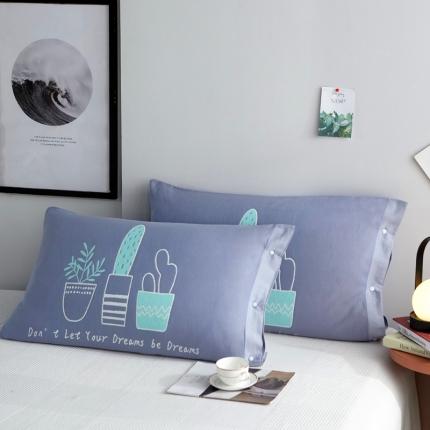 91家纺网 家纺一手货源 找家纺 纱布枕套纯棉情侣枕套全棉单人学生宿舍简约枕套一只仙人掌兰