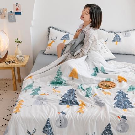 红粉佳人 2021新款韩版洛卡棉水洗棉夏被 麋鹿森林