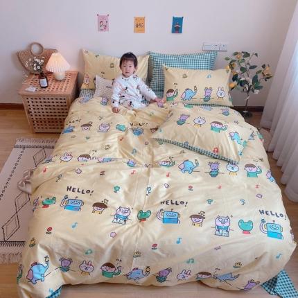 91家纺网 家纺一手货源 找家纺 （总）沐棉 2020新款全棉13370四件套模特图