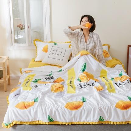 91家纺网 家纺一手货源 找家纺 红粉佳人 2021新款韩版洛卡棉水洗棉夏被 甜心橙子