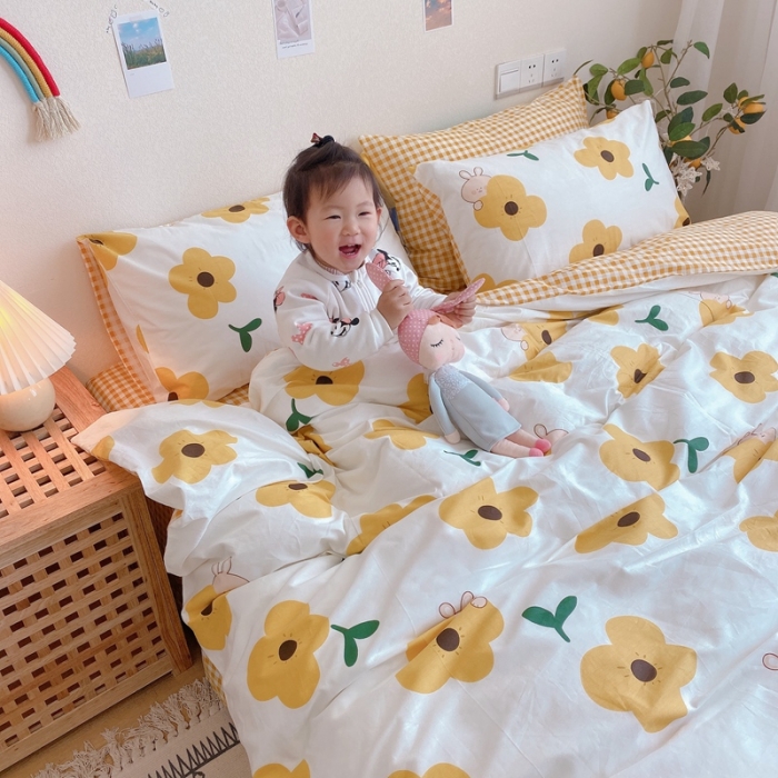 91家纺网 家纺一手货源 找家纺 沐棉 2020新款全棉13370四件套模特图 萌萌哒