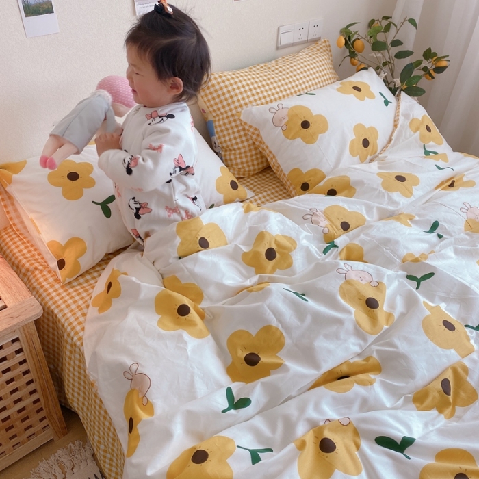 91家纺网 家纺一手货源 找家纺 沐棉 2020新款全棉13370四件套模特图 萌萌哒