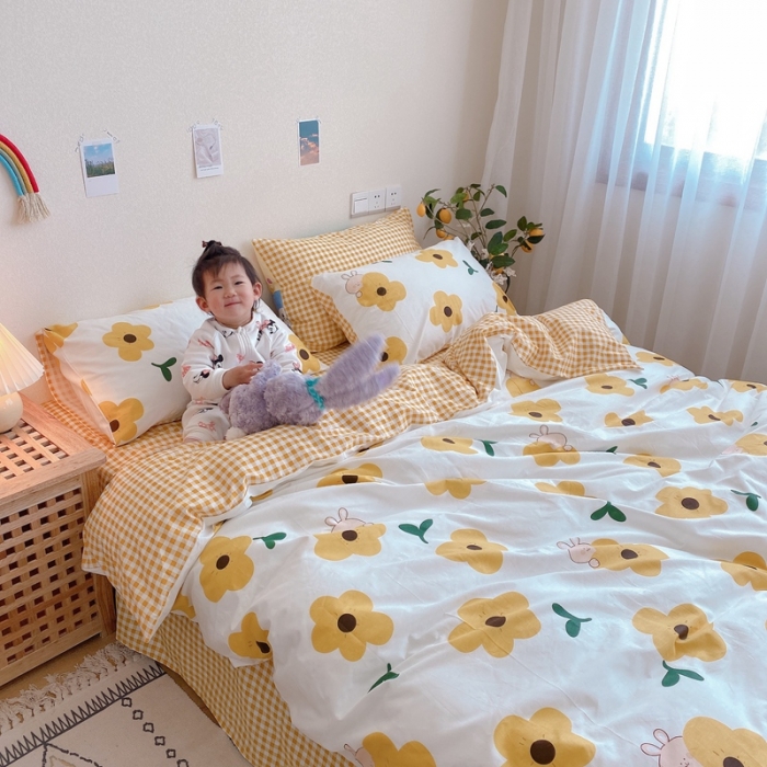 91家纺网 家纺一手货源 找家纺 沐棉 2020新款全棉13370四件套模特图 萌萌哒