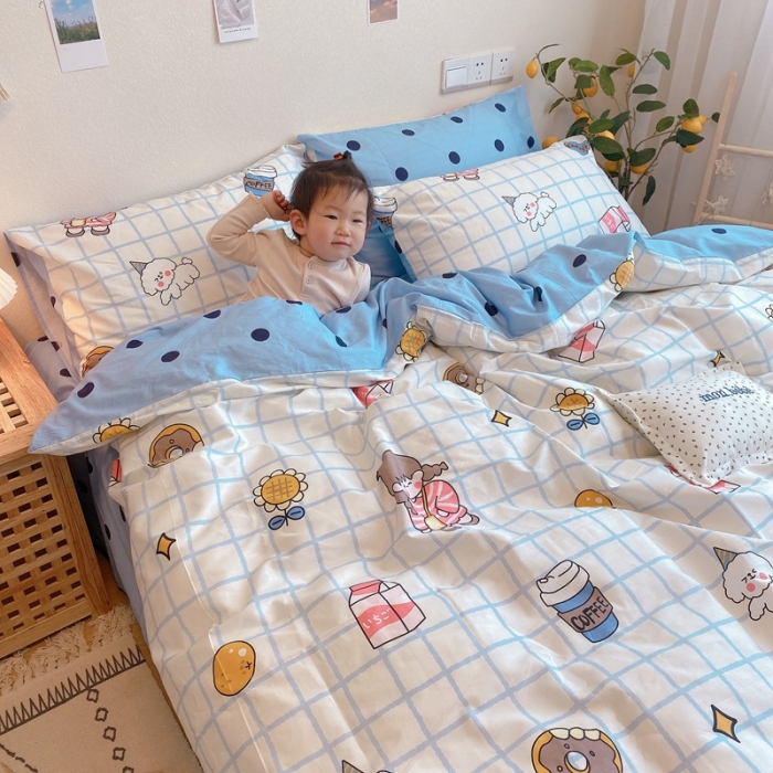 91家纺网 家纺一手货源 找家纺 沐棉 2020新款全棉13370四件套模特图 快乐女孩