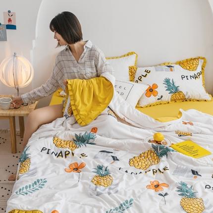 红粉佳人 2021新款韩版洛卡棉水洗棉夏被 香水菠萝