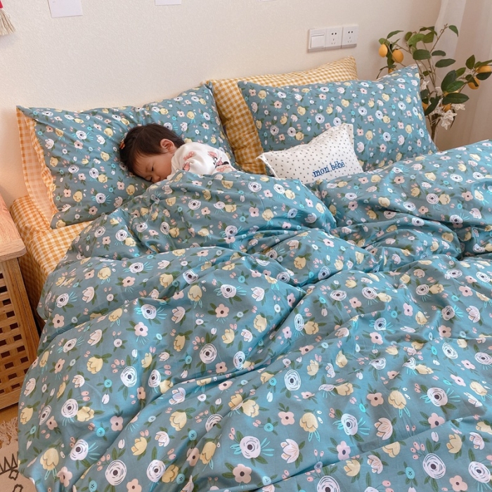 91家纺网 家纺一手货源 找家纺 沐棉 2020新款全棉13370四件套模特图 薇薇安