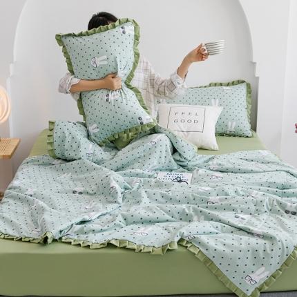 红粉佳人 2021新款韩版洛卡棉水洗棉夏被 幸福兔