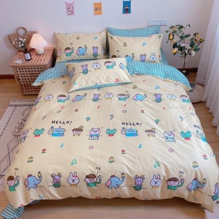 91家纺网 家纺一手货源 找家纺 沐棉 2020新款全棉13370四件套实拍图 童乐园-黄