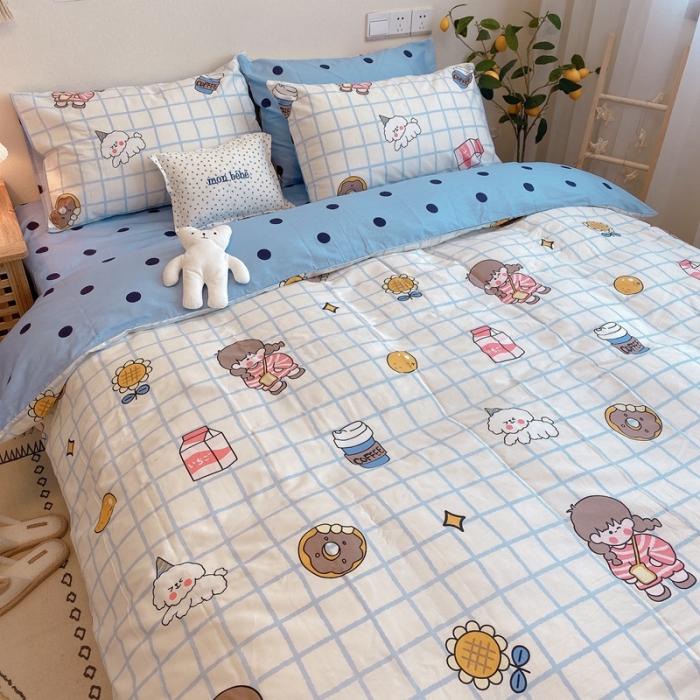 91家纺网 家纺一手货源 找家纺 沐棉 2020新款全棉13370四件套实拍图 快乐女孩